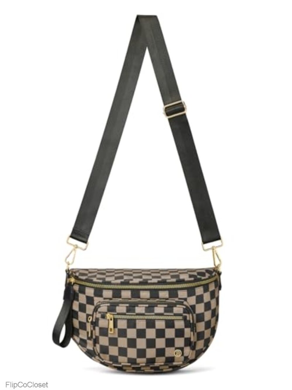 Vegan leather crossbody sling bag, checked